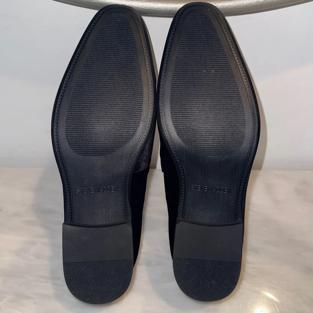 Steve Madden Godric Black Velvet Bit Loafers Gold Hardware Men’s 10M NEW